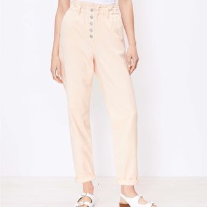 Loft paperbag high waisted pants Size S creamsicle